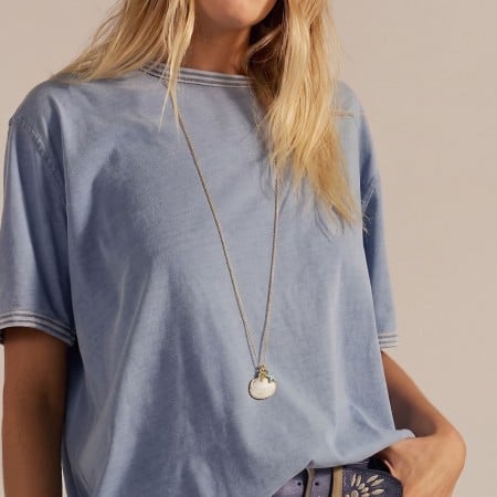 Gold-plated Long Necklace | Sea Shell & Enamelled Starfish 