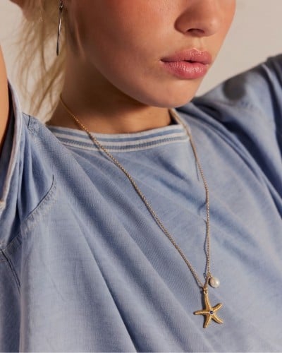 Stainless Steel Jewelry: Μακρύ Κολιέ Αστερίας
