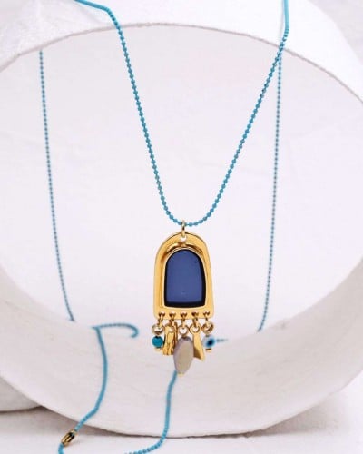 Επίχρυσο Μακρύ Boho Κολιέ - Enamel & Charms