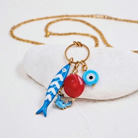 Stainless Steel Jewelry: Κολιέ Tropical Sea Life- Blue