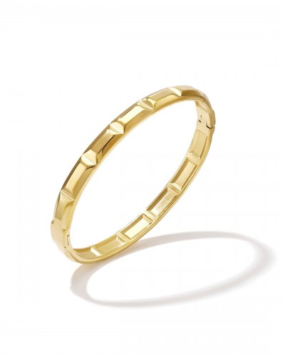 24k Gold Plated Stainless Steel Bangle Bracelet | Geometric Beveled Gold Bangle for Women