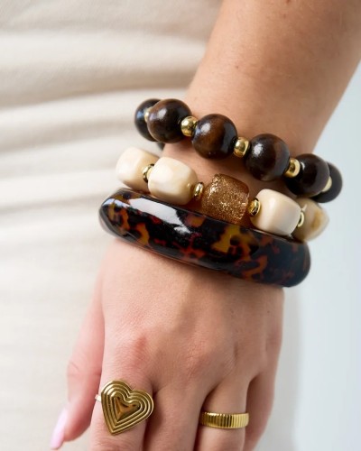 Chunky Tortoiseshell Resin Bangle Bracelet | Geometric Acrylic Statement Bangle for Women