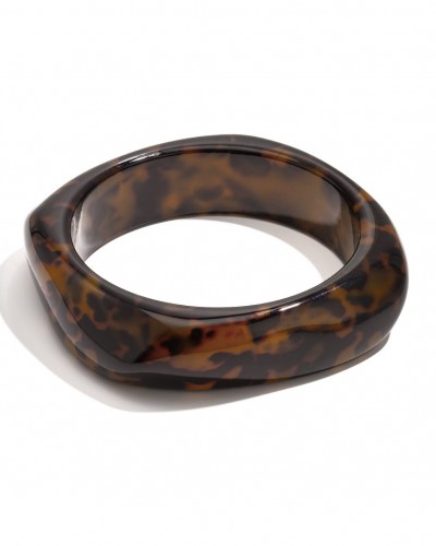 Chunky Tortoiseshell Resin Bangle Bracelet | Geometric Acrylic Statement Bangle for Women