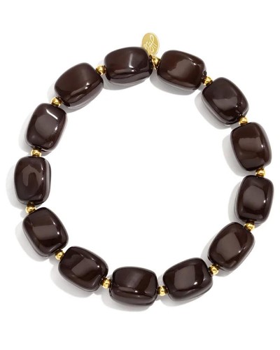 Brown Elastic Bracelet | Stainless Steel & Acrylic Stones 