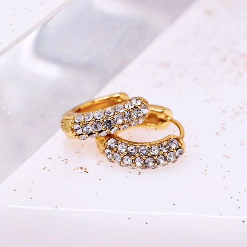 Σκουλαρίκια Κρίκοι από Ανοξείδωτο Ατσάλι με Ζιργκόν