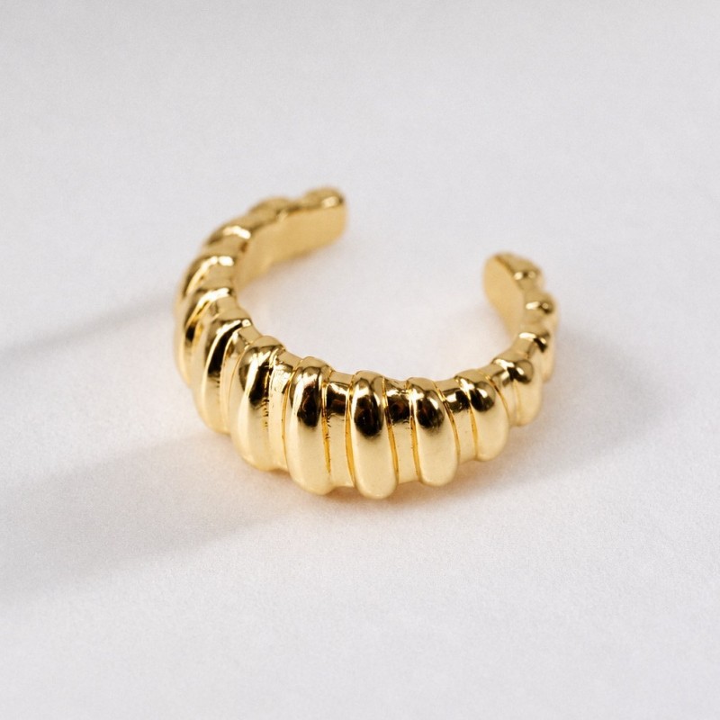 24K Gold-Plated Textured Stainless Steel Ear Cuff