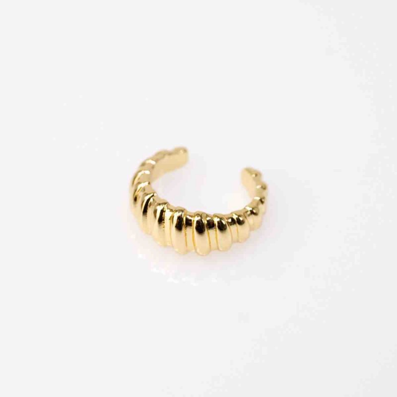 24K Gold-Plated Textured Stainless Steel Ear Cuff