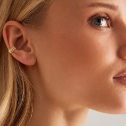 24K Gold-Plated Textured Stainless Steel Ear Cuff