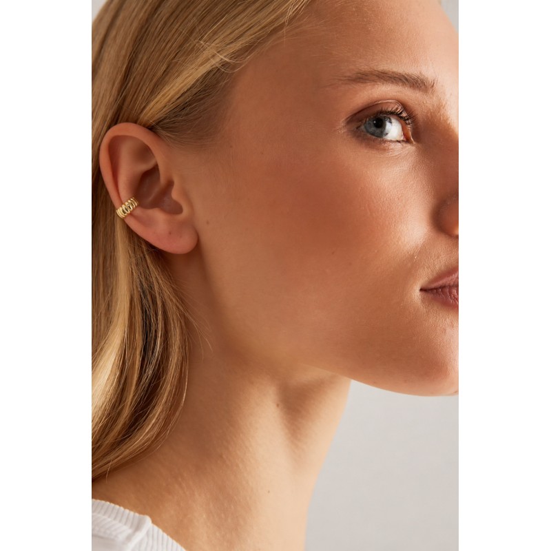 24K Gold-Plated Textured Stainless Steel Ear Cuff