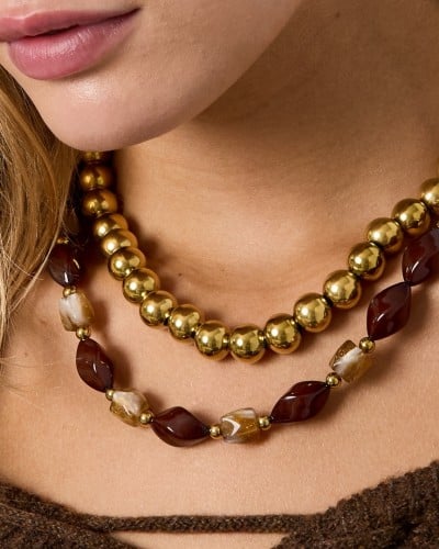 Stainless Steel Jewelry: Χειροποίητο Κολιέ με Πέτρες