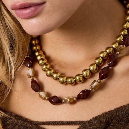 Stainless Steel Jewelry: Χειροποίητο Κολιέ με Πέτρες