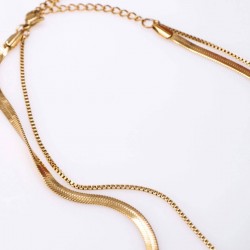 Δίσειρο Κολιέ από Ανοξείδωτο Ατσάλι με Κρύσταλλο Δίσειρο Κολιέ από Ανοξείδωτο Ατσάλι με Κρύσταλλο και επιμετάλλωση χρυσού 24Κ